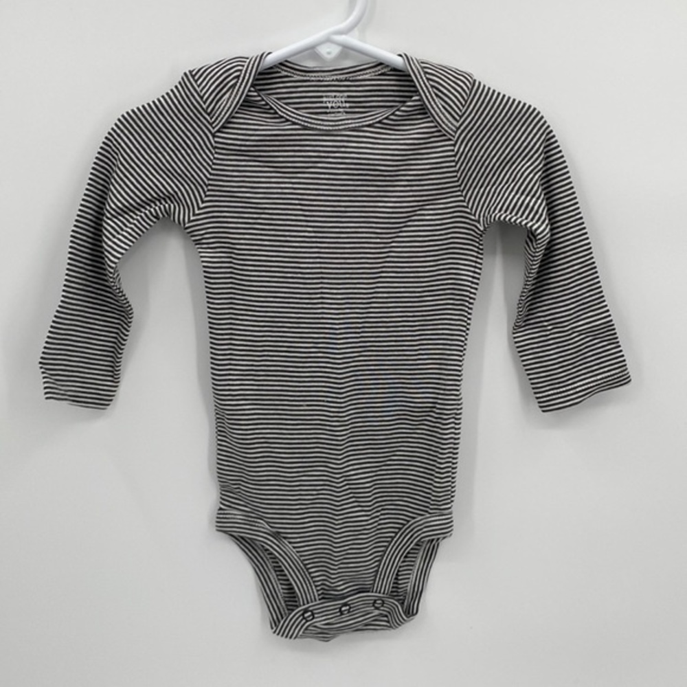 Carter's Just One You Baby Cotton Striped Long Sleeve Bodysuit White Black 12M